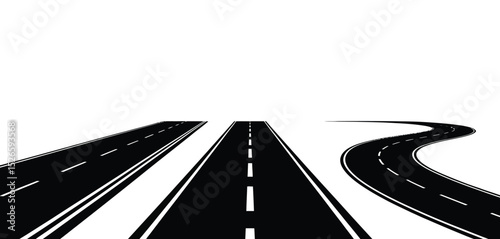 Three Different Road Perspectives Straight, Parallel, and Winding