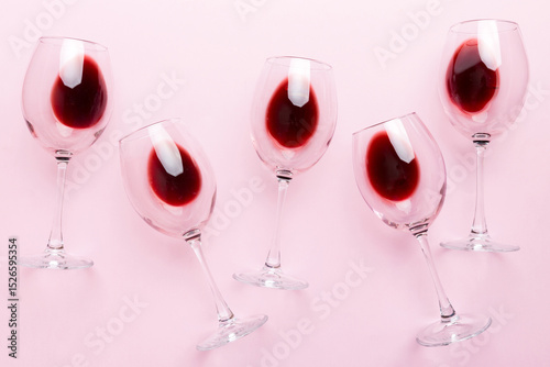 Obraz na plátně Many glasses of red wine at wine tasting