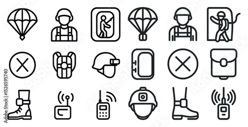 Parachuting and climbing icons for adventure and safety equipment design