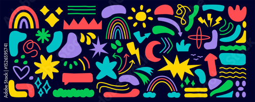 Abstract brutal form. Geometric modern shape set. Geometrical brutal isolated forms. Vector set of abstract shapes.