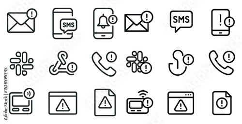 Communication and alert icons for digital messaging and notification design