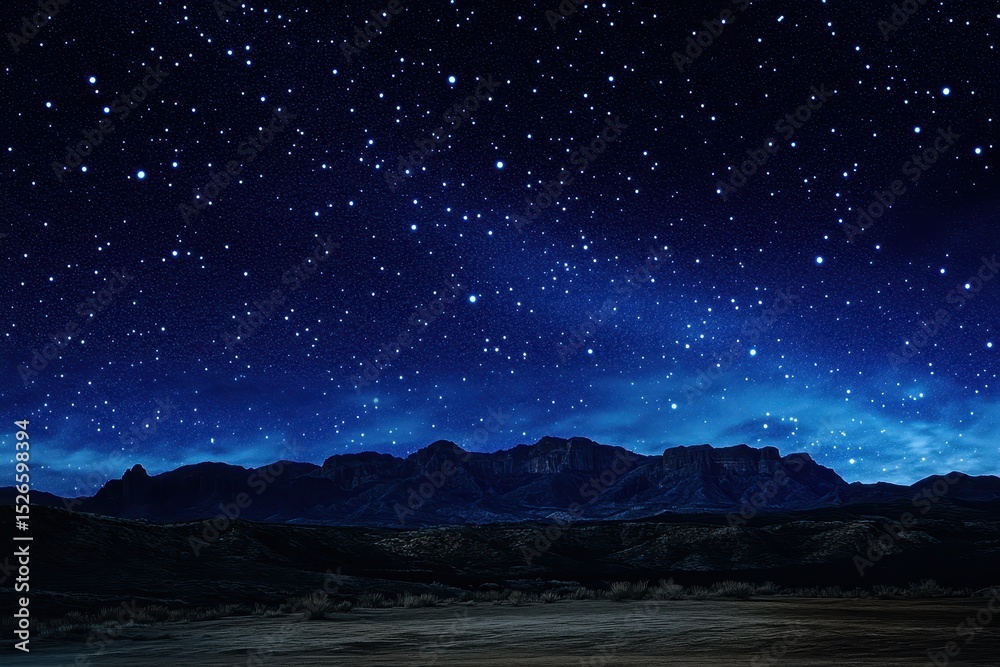 Fototapeta premium Arizona Evening. Starry Night Sky with Milky Way Over Superstition Mountains