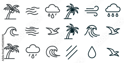 Tropical and weather icons for design and decoration projects