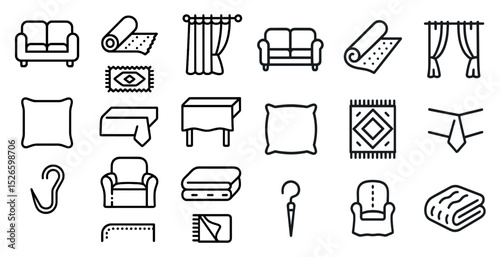 Home furnishing icons collection for interior design and decor projects