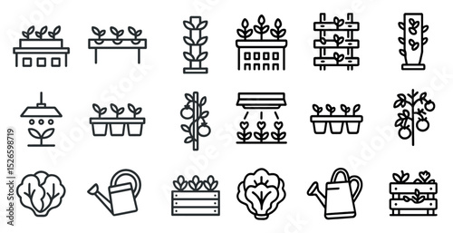 Urban gardening icons for sustainable design and eco-friendly projects