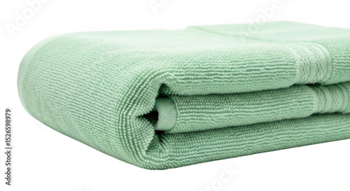 Folded Pale Green Terrycloth Towel Absorbent and Soft for Bathroom