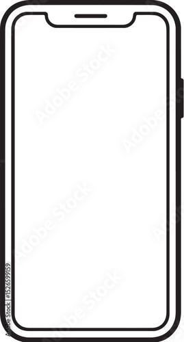 Simple Line Art Illustration of a Modern Smartphone
