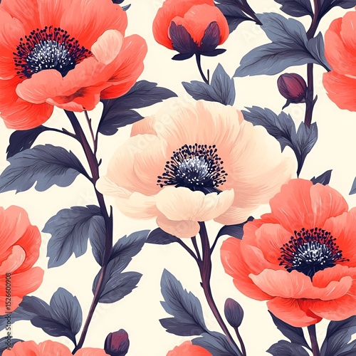 Hibiscus Flower Seamless Pattern. Generative AI