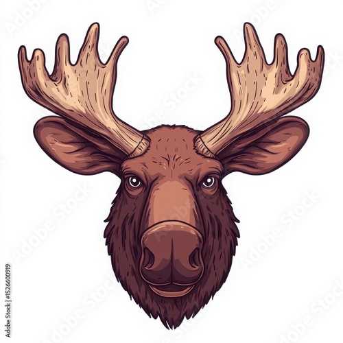 Cartoon Moose with Antlers Wearing a Wrestling Mask in a Fun Design