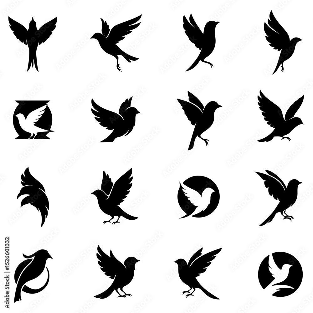 Fototapeta premium A beautiful, high quality editable collection of bird designs for serene projects