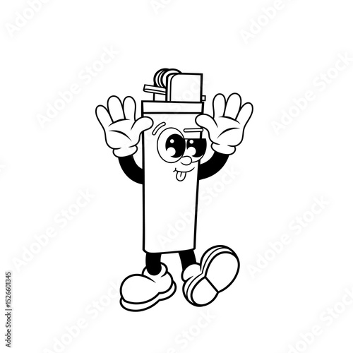 Retro character design from cute lighter outline