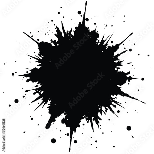 A large black ink splatter isolated on white background