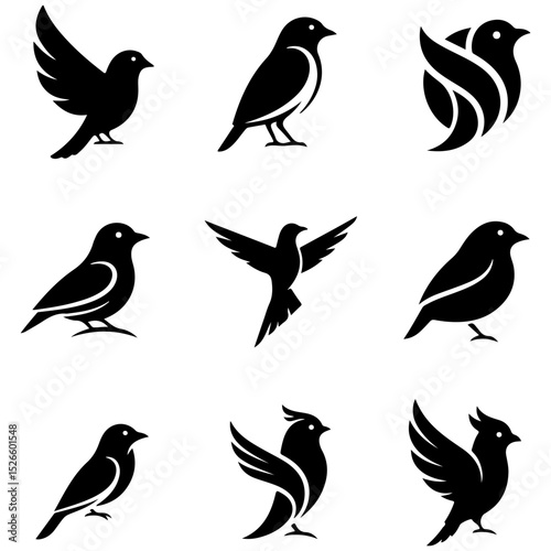 Set of beautiful, minimalist, and stylish bird icons in a high quality editable format