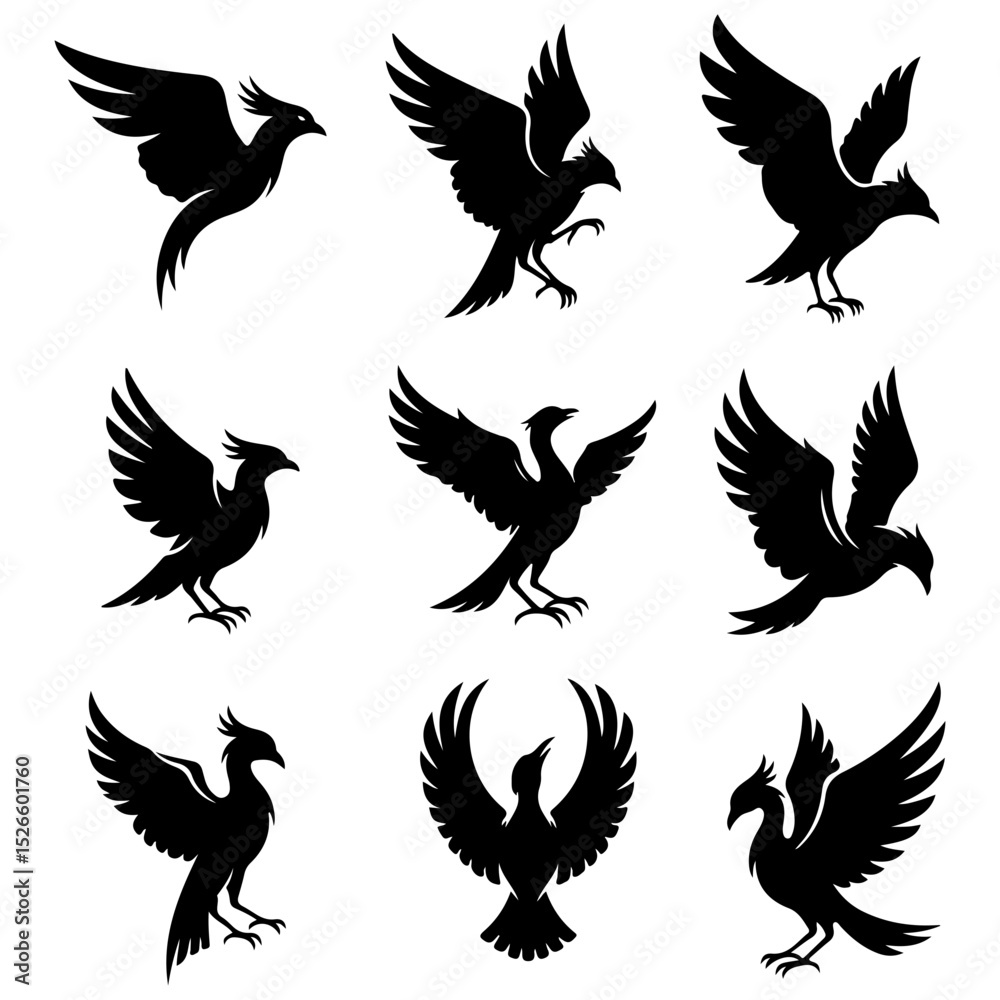 Fototapeta premium Collection of well editable single-line art bird illustrations in a modern style