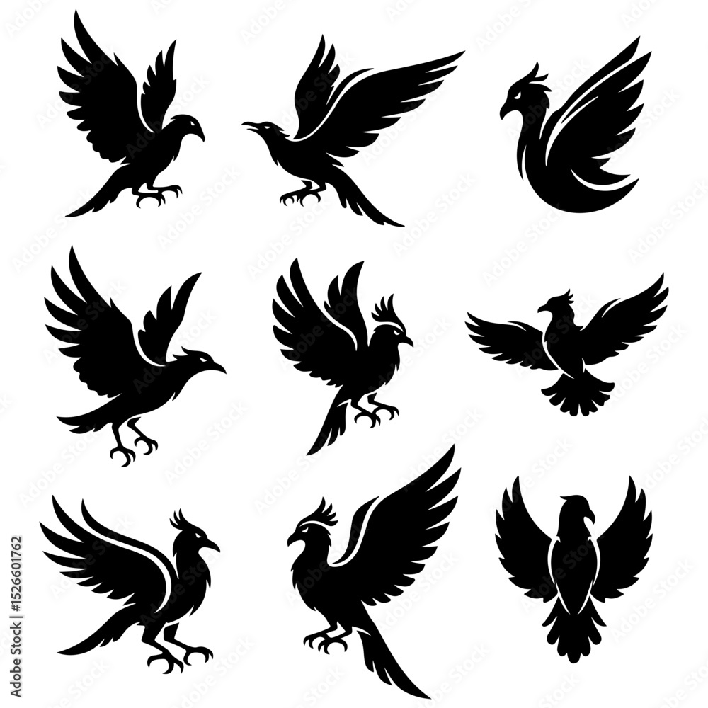 Obraz premium Set of high quality editable hand-drawn style artistic birds for an organic feel