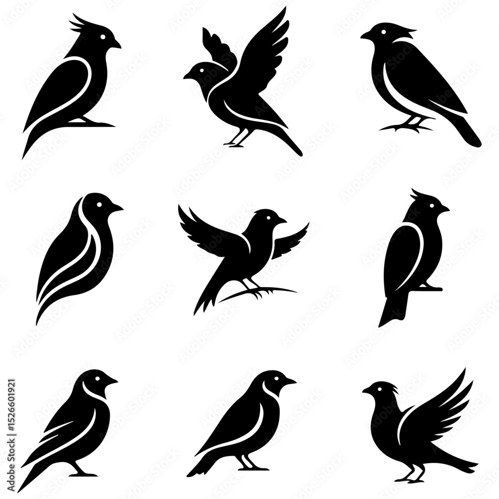 Obraz premium A beautiful set of high quality editable bird vectors for wedding stationery