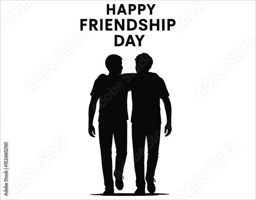 Best Friends Walking Together – Minimal Black Silhouette
