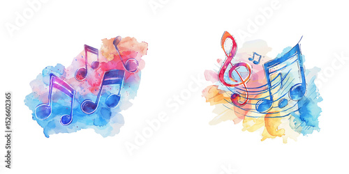 abstract color of music notes watercolor vector illustration
