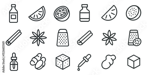Spice and herb line icons for design and packaging projects