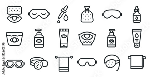 Skincare line art icons for beauty and wellness design projects