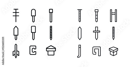 Minimalist set of construction icons for tools and equipment design projects
