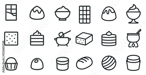 Dessert and snack icons for culinary design and menu layouts