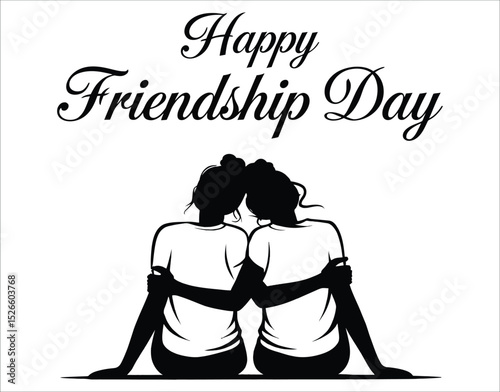 Happy Friends Holding Hands – Silhouette Illustration