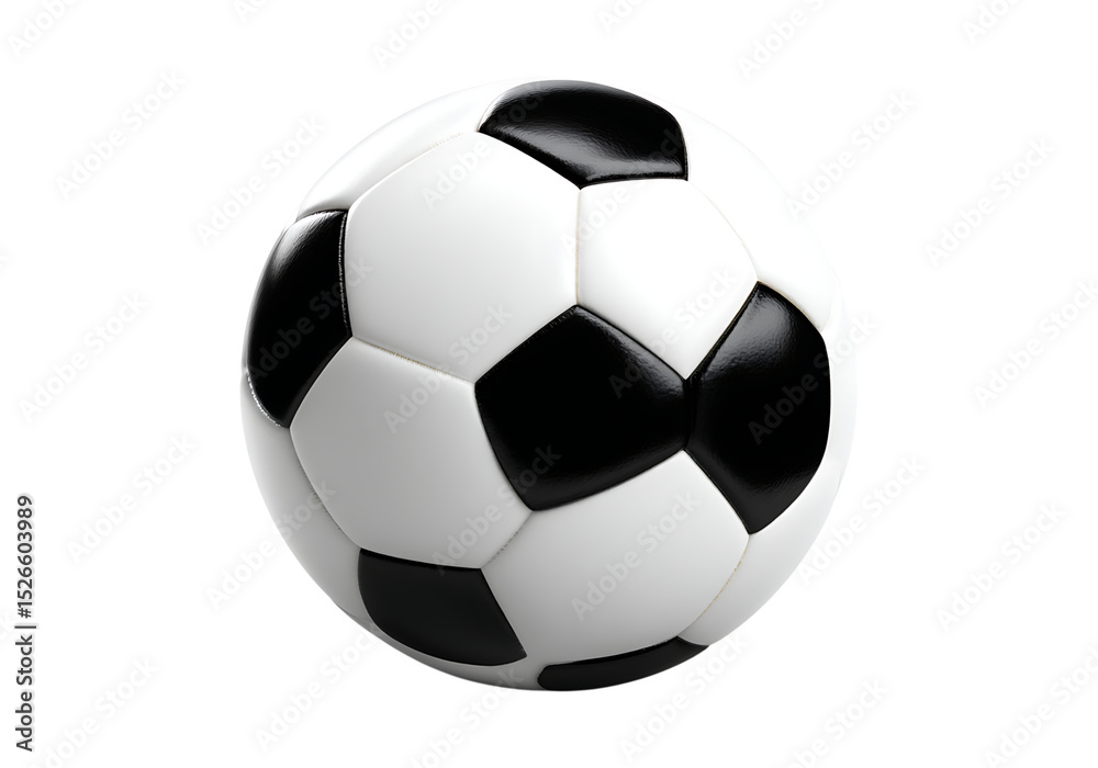Fototapeta premium Classic black and white soccer ball isolated on black background, On Transparent Background