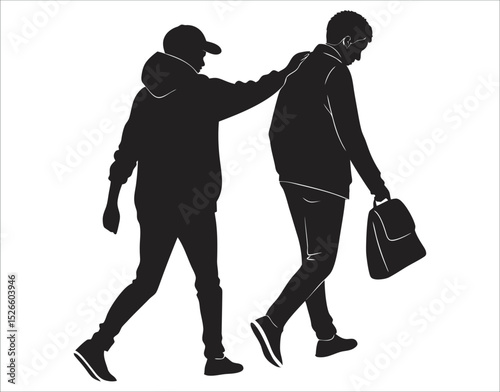 Happy Friendship Day Black Silhouette Illustration