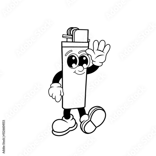 Retro character design of friendly lighter outline