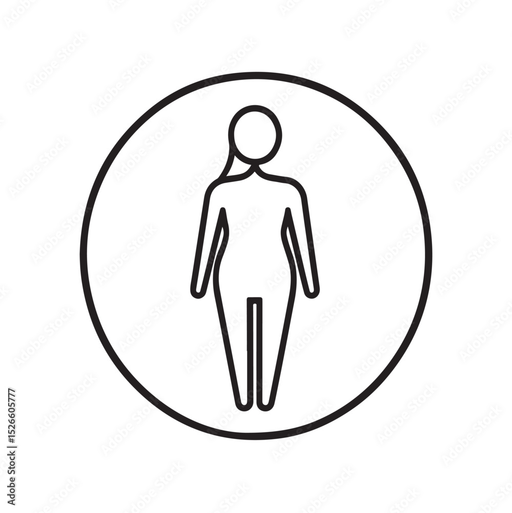 full body female icon used as a place or location marker is commonly used on signs for women's toilets, public facilities, women-only areas. Suitable for sign design and public space identity. full body female icon used as a place or location marker is commonly used on signs for women's toilets, public facilities, women-only areas. Suitable for sign design and public space identity.