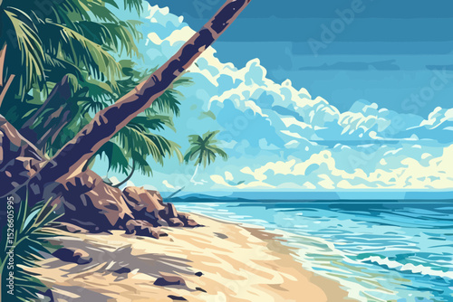 tropical beach with palm trees