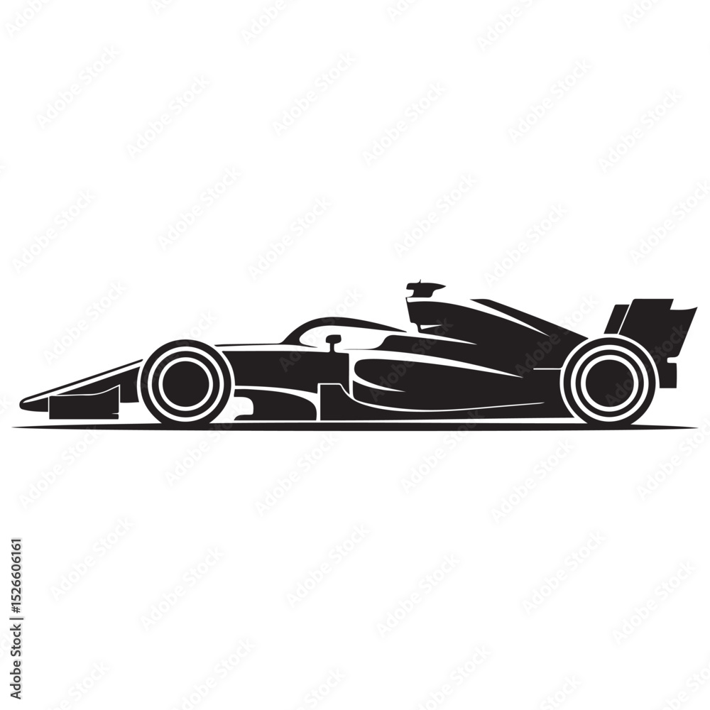 Obraz premium Formula One car line art Vector black silhouette. with white background