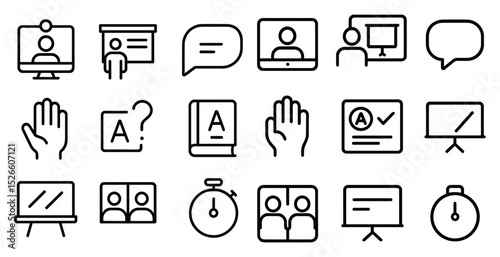 Online learning and communication icons for educational design projects