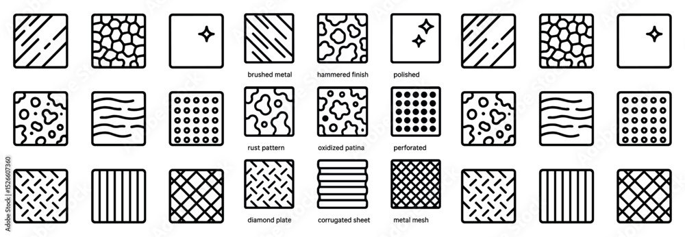 Diverse metal textures collection for industrial design and decoration