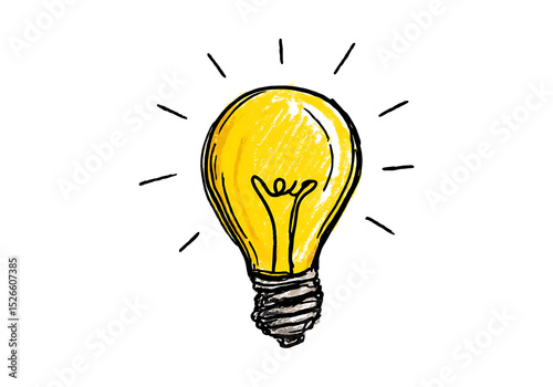 Hand drawn light bulb idea inspiration creativity concept, On Transparent Background