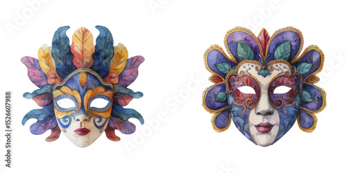 mardi gras mask watercolor vector illustration