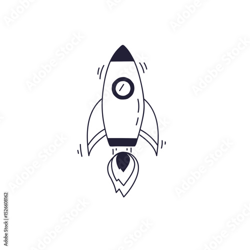 Simple rocket illustration symbolizing innovation and progress.