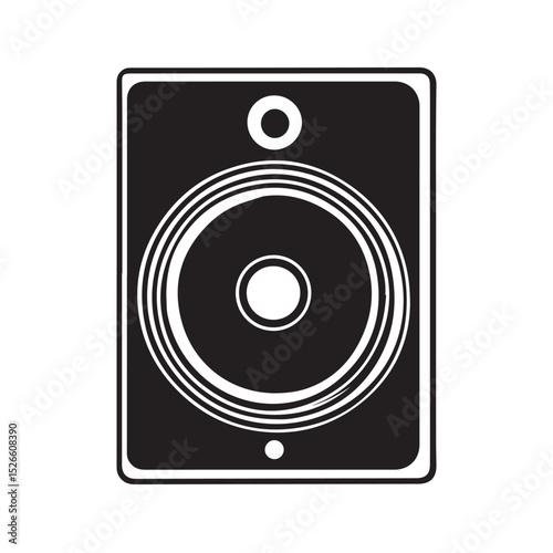 Vector icon depicting a sound system in the form of a speaker suitable for music applications, event flyers, DJ logos, sound engineering graphics and media related projects
