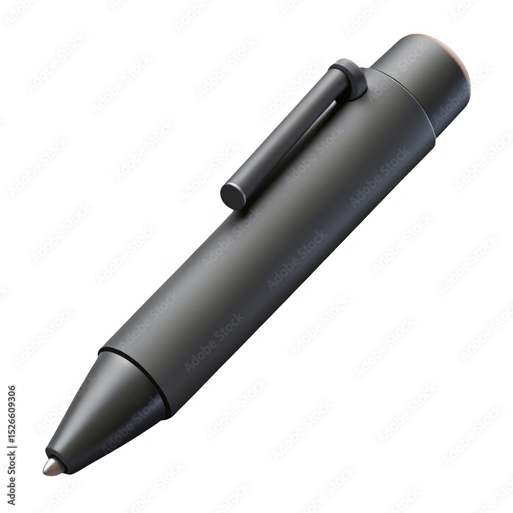 Fototapeta premium 3d realistic black pen mockup isolated on transparent background