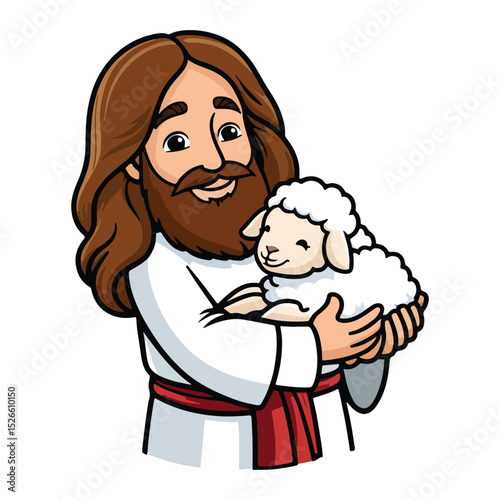 Shepherd and Friend Sheep Vector Illustration Pack