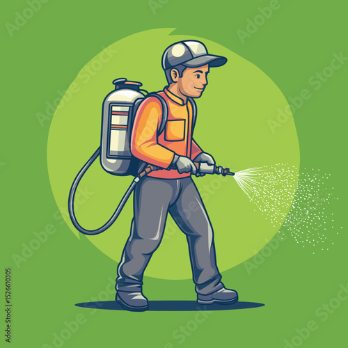 Pest Control Worker Spraying Insecticide
