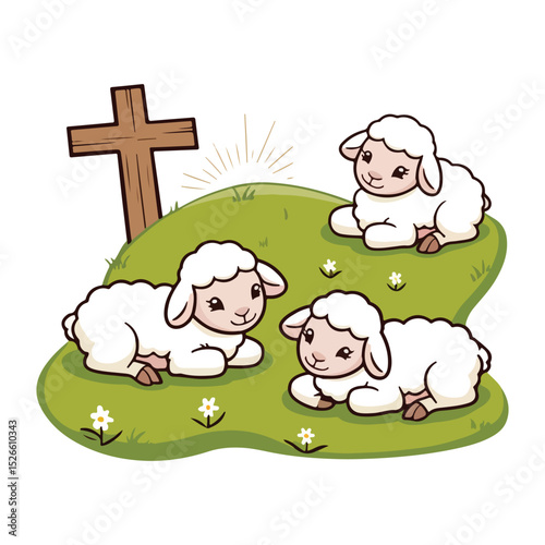 Peaceful Companion Scene with Lamb and Guide Icons