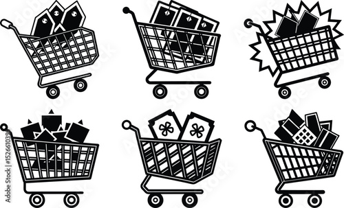 Shopping Carts Filled with Products Sale Offers