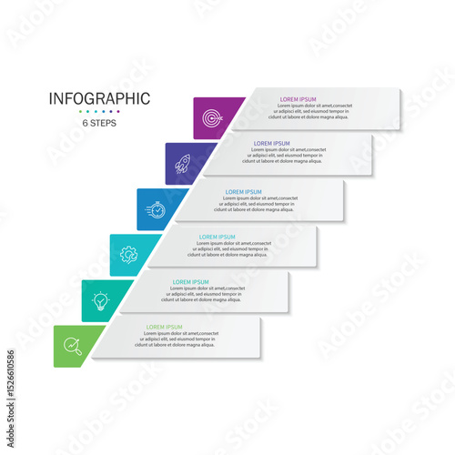 Business infographic template. 6 Step timeline journey. Process diagram, Infographic elements vector illustration.