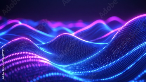 Abstract digital landscape of glowing, undulating shapes