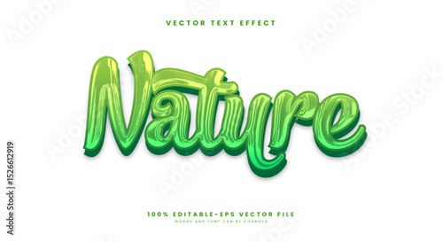 Nature green Chrome style 3d editable text effect Template Suitable for organic badge