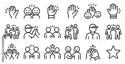 Collection of hand gesture icons for teamwork and communication design