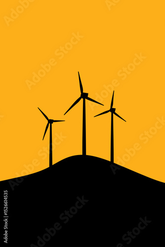 Minimalist wind energy concept with yellow background