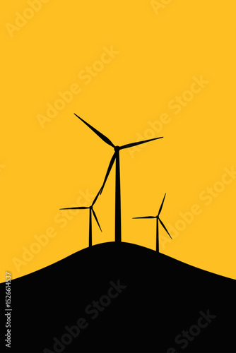 Minimalist wind energy concept with yellow background
